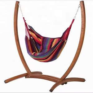 [Hot Item] Hammock Chair with Wooden Stand Leisure Swing Indoor Hammock Chair Stand