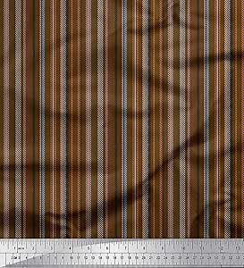 Soimoi Cotton Voile Brown Fabric - by The Yard - 42 Inch Wide - Diagonal Line & Stripe - Modern Simplicity in Diagonal Lines and Stripes Printed Fabric