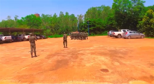 Military Marching Drill in Outdoor Ceremony