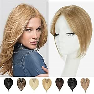 Hair Toppers for Women Real Human Hair Toppers no Bangs 10 Inch 120% Density Clip in Toppers for Women With Thinning Hair, Hair Loss, Dry and Dull Hair (25g Creamy Iced Blone P10/16)