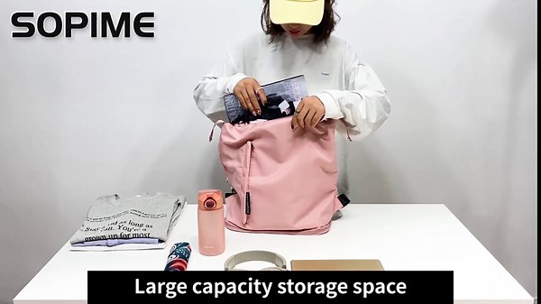 Gym Sports Backpack for Women, Water Resistant Swimming Bag With Wet Pocket and Shoe Compartment, Small Casual Beach Backpack for Sport Travel (Pink)