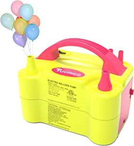 Tuomico Electric Balloon Pump Portable Electric Balloon Air Inflator with Dual Nozzles 110V 600W for Decoration/Parties/Activities