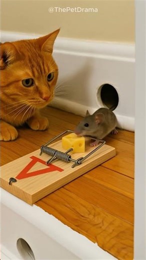 Funny! Mouse spots cheese, ignores trap—what happens next? #funny #animals #trending