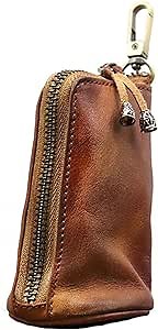 Small Coin Purse Coin Genuine Leather Mini Coin Wallet Zipper Vintage Leather Coin Bag Car Key Holder Wallet for Men Women(Brown)