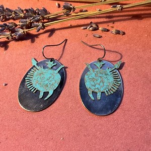 Native American Copper on Silver Earrings