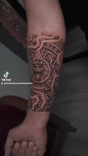 His first tattoo! #mayan #blackandgreytattoo #needlejig #primeink | Mister Placasos Tattoo Shop