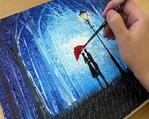 20K views · 512 reactions | How to Draw a Couple in the Rain / Acrylic Painting Technique | Painting | Facebook