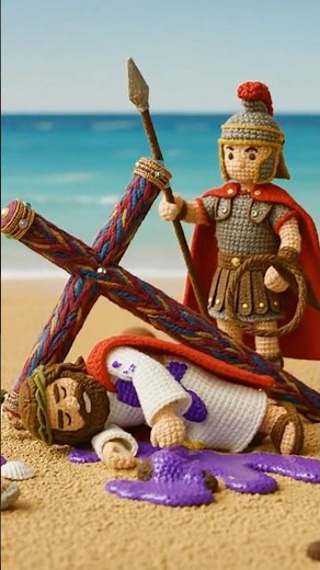 Jesus Carrying The Cross Across The Beach – The Passion Of Jesus