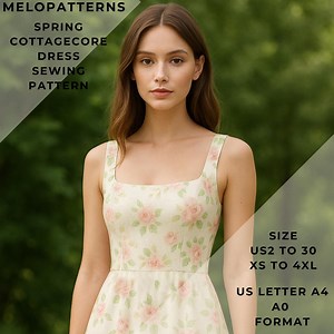 Spring Cottagecore Dress, Tank Top Dress ,cocktail Dress,anniversary Dress,us 2 to 30 and XS to 4xl,suitable A0- A4-US Letter Paper Format - Etsy Canada