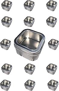 Shirin Metal Tin Containers for Mint Storage - Square 2.6" x 2.6" x 1.6" Bead Organiser, Treasure Box Silver