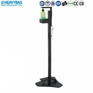 [Hot Item] Heavybao Black Foot-Operated Soap Dispenser Stand Hand Sanitizer Bracket