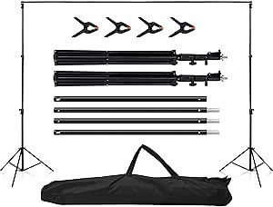 Eternal Beauty Photo Studio Backdrop Stand, 10x8.5ft (WxH), Aluminum Alloy, Adjustable Height & Width, Includes 4 Clamps & Carry Bag, Suitable for Photography, Video, Parties & Events