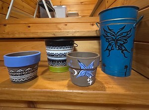 Four Hand Painted Plant Pots - Etsy Canada