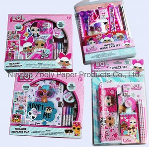 [Hot Item] Treasure Keepsake Book with Notepad Gel Pens Sticker Sheets 3D Adhesive Gems Pencil Case Set Surprise Sticker