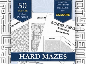 50 Laberintos Cuadrados Difíciles Para Adultos / Laberintos Imprimibles / VOLUMEN 01 / Laberinto PDF - Etsy México