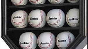 DisplayGifts Baseball Display Case Frame Shadow Box Wall Cabinet Holder to Hold 12 Balls with Lockable Anti Fade UV Protection Acrylic Door for Homerun and Autograph Balls