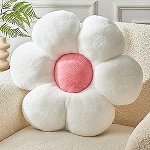 Daisy Shaped Throw Pillow - 15.7In Plush Cute Flower Seating Cushion for Sofa Couch Bed