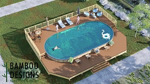 Highland Resort-style Oval Pool Deck Plan – 38x49 Wrap-around Deck With Multi-level Entry | DIY PDF Plans - Etsy Canada