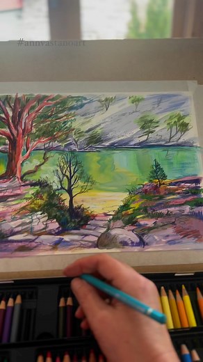 Working on a colour study for ‘Green Lochan’ painting. A beautiful walk amongst ancient Caledonian pines leads to magical An Lochan Uaine - the green lochan. As local folklore has it - so called as the fairies washed their clothes here !! #kincraigartcafe #scottishart #annvastanoartist #cairngormsnationalpark #followers #scottishwomenartists #annvastanoart #lochanuaine | Ann Vastano Artist