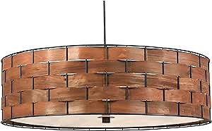 Kenroy Home 92038DWW Shaker 3 Light Pendant with Brown Finish, Casual Style, 7" Height, 24" Width, 24" Depth, Large, Dark Woven Wood