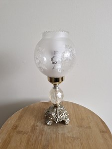 Vintage Frosted Glass Table Lamp With Silver-toned Base. Hollywood Regency Style Metal and Faceted Glass Decorative Table Lamp. Ornate Lamp - Etsy