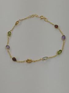 Sterling Silver 925 Semi Precious Stone Bracelet, Multi Colour Stone Bracelet. - Etsy
