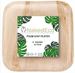 8 inch Palm Leaf Plates – Alternative to Disposable Bamboo Plates – Compostable – Bio-degradable, Ecofriendly, Heavy Duty Party Plates (25Pc)