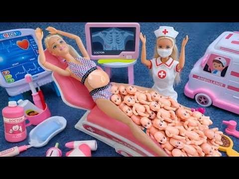 4 Minutes Satisfying with Unboxing Barbie Doll Family Playset，Cute Pinkfong Ambulance Car Toys ASMR