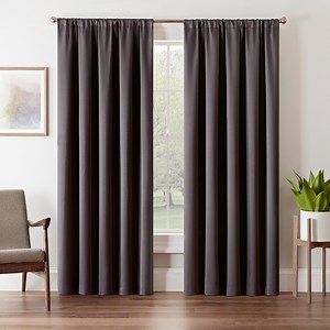 Eclipse Tricia Solid Thermapanel Room Darkening Rod Pocket Single Curtain Panel, Grey, 52 x 84 - Walmart.com