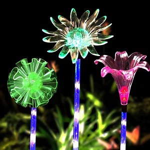 [Hot Item] Outdoor Garden LED Color Changing Solar Stake Flower Lawn Lights Decor Dandelion Lily Sunflower Patio Lights