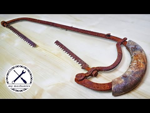 Antique Rusty Hacksaw with Broken Blade - Restoration