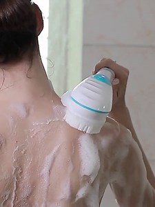 XINLI Usb Silicone Body Scrubber, Charge Electric Long Handle Rotating Bath & Exfoliating Body Brushes Waterproof Facial Face Shower Brush Devices With 5 Brush Heads Deep Cleansing (Pink)