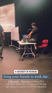 What’s better than teaching teachers for Partners in the Arts at University of Richmond about using #HipHop in the classroom? Teaming up with Lonnie B to show them how a #MC & #DJ work together, then linking with Silly Genius Christopher Visions Hamilton Glass Seven24Dance & Deandra Clarke (thanks for the footage!) to combine the elements. Days like this are a dream come true. Thank you Hip-Hop. #universityofrichmond #partnersinthearts #djlonnieb #blackliq #artsintegration #education #teachingar
