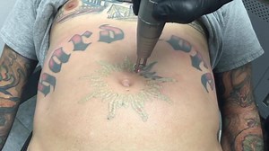 Removing this old tribal sun tattoo to make room for a full bio stomach piece by Don McDonald. Share this video for a chance to win a $100, $200, or $400 gift certificate. Winners will be chosen at random on Friday October 7th. You can receive a free price quote by calling 724-972-7734 or by visiting www.disappearinginkltr.com | Disappearing Ink, Laser Tattoo Removal