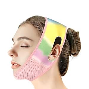 Reusable V Line Lifting Mask with Chin Strap, V Shaped Face Mask for Sagging, Jaw Exerciser (Colorful)