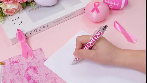 Seajan 180 Pcs Breast Cancer Awareness Accessories - 60 Pink Ribbon Bracelets, 60 Breast Cancer Pins, Black Ink Pink Ribbon Ballpoint Pens for Charity, Public Events