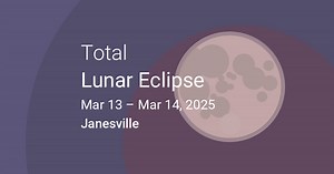 March 14, 2025 Total Lunar Eclipse in Janesville, Wisconsin, USA