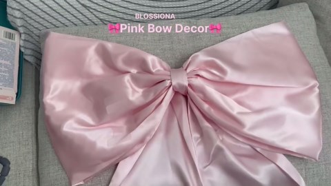 Big Pink Bow Decor for Room 24 x 42 Inches Satin Ribbon Bow Coquette Room Decor Giant Bow for Birthday Party Backdrop Wall Decor Pastel Pink Hanging Wall Decor for Ballerina Girl