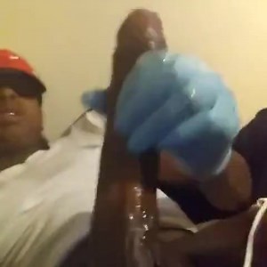 Greasy monster and latex gloves