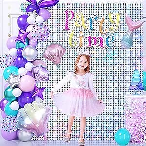 Shimmer Wall Backdrop Panels, 12 Packs Iridescent Mermaid Sequin Wall Panels Glitter Birthday Backdrop Decor Wedding Photo Backdrop Outdoor Background for Masquerade Disco Party Baby Shower Graduation