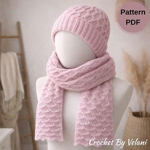 Crochet Hat & Scarf Pattern | Textured Cable Winter Set (PDF) - Etsy