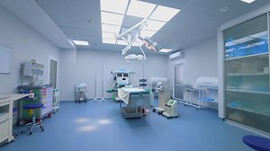 Modern equipment in operating room. Equipment and medical devices in hybrid operating room