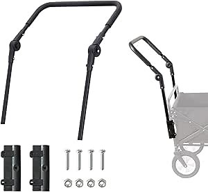 Folding Wagon Spare Parts Conversion,Wagon Folding Push Handle for Camping Wagon,Trolley Handle Accessories Suitable for Half-Folded Wagon with Square Metal Frame(Excluding Wagon) Black