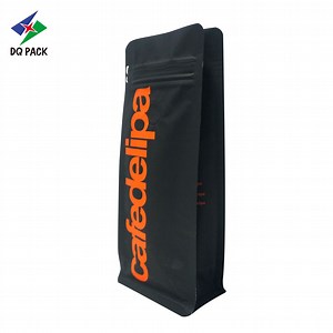 [Hot Item] Custom Aluminum Foil Food Coffee Packaging Quad Seal Side Gusset Stand up Flat Bottom Pouch with Valve