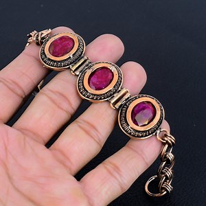 Ruby Bracelet, Beautiful Red Ruby Copper Wire Wrapped Bracelet, Solid Copper Wire Handmade Jewelry Designer Bracelet Gift for Mom Dad & Wife - Etsy