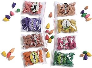 Amazon.com: SGFY 176 pcs backflow Incense Cones 8 Kinds of Mixed Natural Fragrance backflow Incense Cones Sandalwood, Rose Lily, Jasmine, Lemon, Lavender, Agarwood, Green Tea Incense Tube : Home & Kitchen