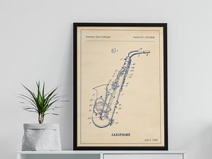 Poster de Brevet de Saxophone Vintage Téléchargeable - Décor Musical Blueprint, Impression Numérique A1/A2/A3/A4, Art Mural Jazz - Etsy France
