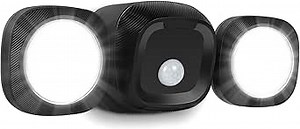Battery-Operated Motion Sensor Lights Outdoor/Indoor - Wireless LED Flood Lights with Detector, 5500K, IP65 Waterproof Dual Head Security Spotlight Outside House Garage Driveway Porch Shed Exterior