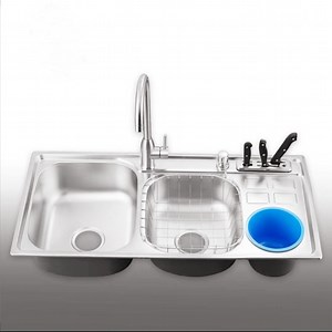 [Hot Item] SUS304 Stainless Steel Farmhouse Kitchen Sink with Cup Washer Support for Customization