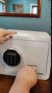 KACSOO Fireproof Safe Box Small Safe LCD Screen 1.02Cub Safe Box Fireproof Waterproof Digital Cabinet Safes with Fireproof Bag/Led/Key Hook for Home Office Cash Pistol Jewelry File(White)